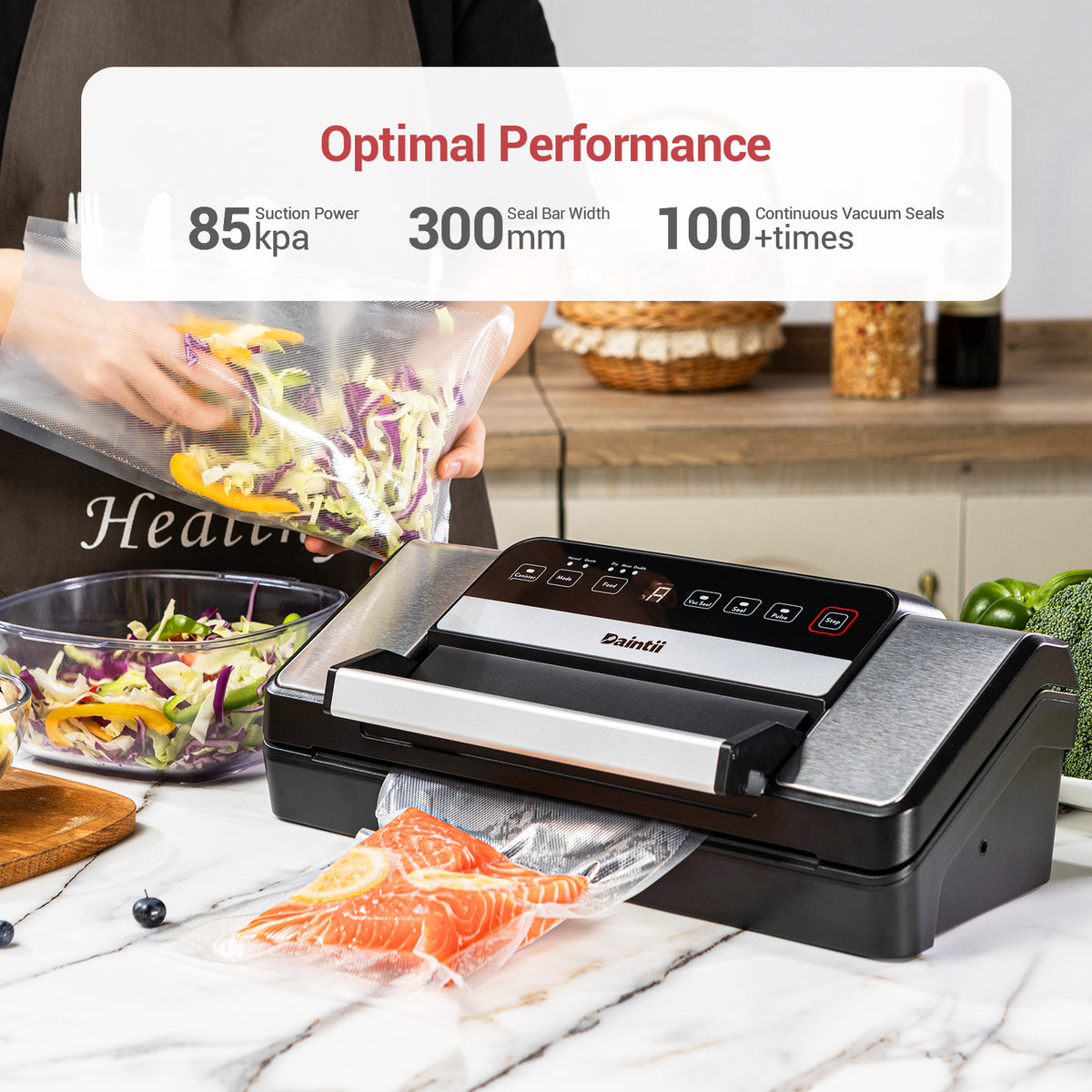 Food Vacuum Sealers Machine with Cutter, 80Kpa Food Sealer Vacuum Sealers  with Food Storage Vacuum Rolls Bags Hose Attachment for Sealing Jars, Sous  Vide, Freeze Meats 